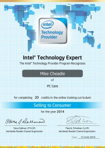 PC Care - Intel Technology Expert Certificate - Selling to Consumer