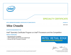 PC Care - Intel Specialty certificate - Intel Vs the Competition