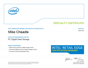 PC Care - Intel Specialty Certificate - PC Digital Data Storage